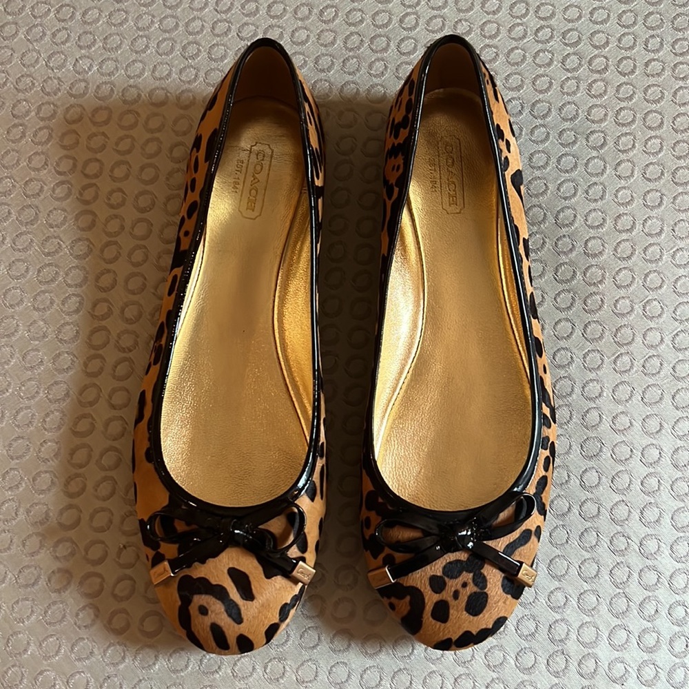 COACH Adorable Ocelot Print Haircalf Ballet Flats - Picture 2 of 12
